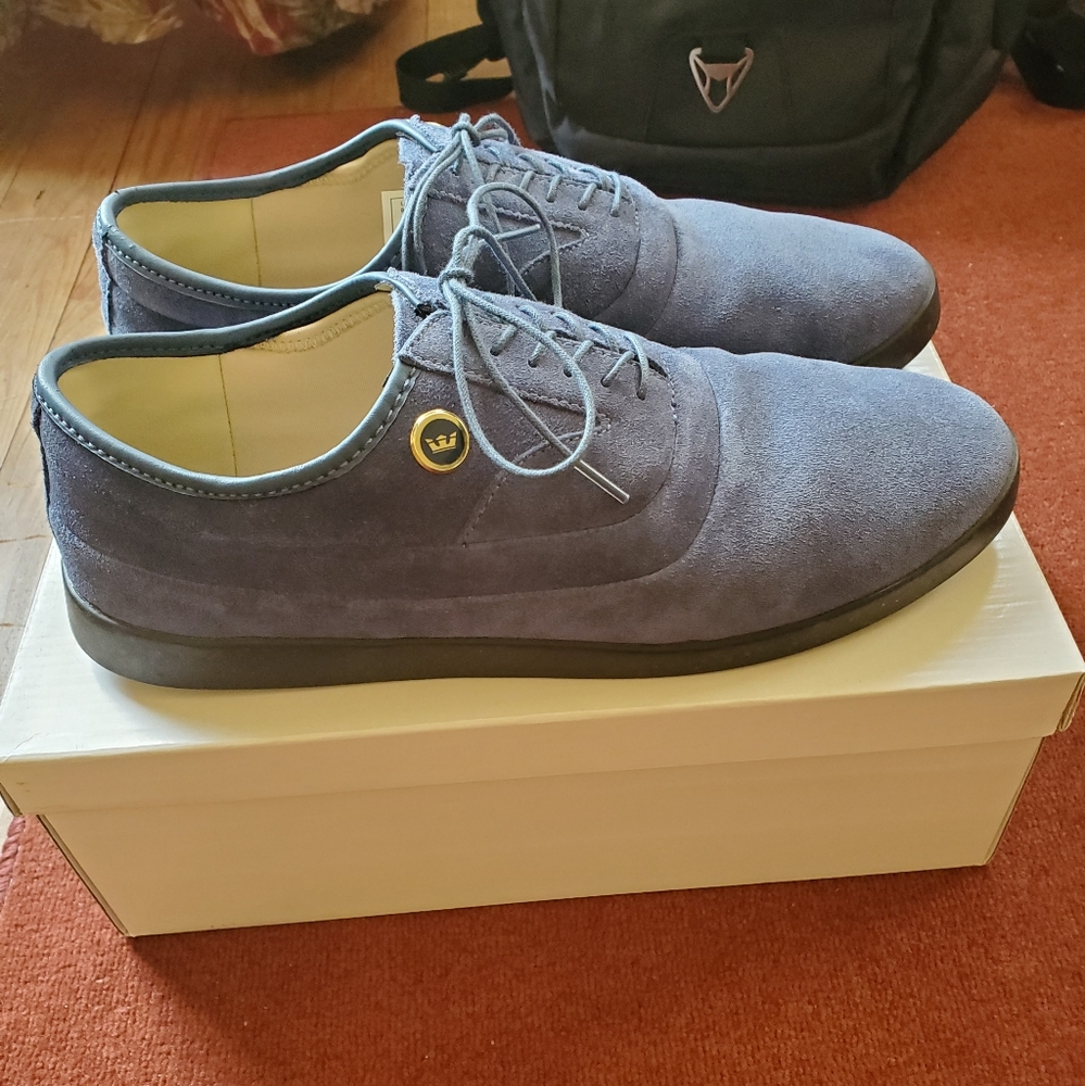 Supra Greco Blue Suede Skate Shoes Men's US 10.5 Excellent Shape